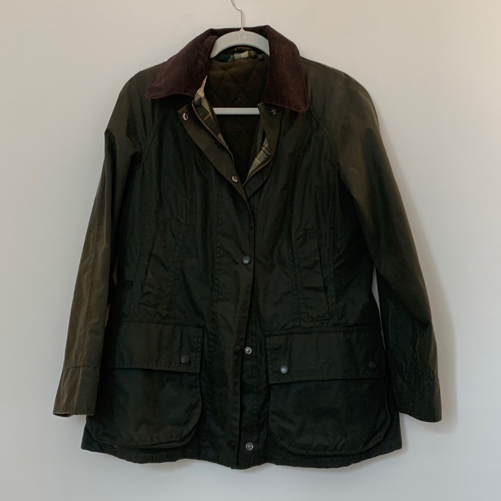 MOVING- Green Barbour Jacket with Removable Vest + Waxed (size 6)